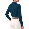 image:imageMANGOPOP Womens Blouse Button Down Long Sleeve Bodysuit Collared ShirtDeep Blue