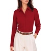 image:imageMANGOPOP Womens Blouse Button Down Long Sleeve Bodysuit Collared ShirtPurplish Red