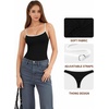 image:imageMANGOPOP Womens Cami Thong Bodysuit Double Lined Square Neck Tank Top03 Blackwhite