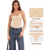 image:imageMANGOPOP Womens Cami Thong Bodysuit Double Lined Square Neck Tank TopKhaki