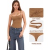 image:imageMANGOPOP Womens Cami Thong Bodysuit Double Lined Square Neck Tank TopLight Coffee