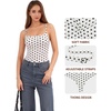 image:imageMANGOPOP Womens Cami Thong Bodysuit Double Lined Square Neck Tank TopPolka Dot Print