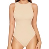 image:imageMANGOPOP Womens Tank Top Bodysuit Racerback Halter TopsLight Apricot