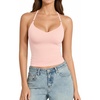 image:imageMANGOPOP Women Halter Tank Top Double Lined Adjustable Spaghetti Strap CamiRose Quartz