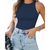image:imageMANGOPOP Womens Tank Top Bodysuit Racerback Halter TopsNavy Blue