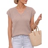image:imageMANGOPOP Womens V Neck Sweater Vest Cap Sleeve Knit Top Casual WorkOatmeal