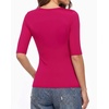 image:imageMANGOPOP Half Sleeve Tops for Women Sexy Deep V Neck Elbow Length Fitted Casual Going Out T Shirt Tops 2026 TrendyRose Pink