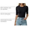 image:imageMANGOPOP Half Sleeve Tops for Women Crew Neck Slim Fitted Casual Going OutBlack
