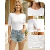 image:imageMANGOPOP Half Sleeve Tops for Women Crew Neck Slim Fitted Casual Going OutCreamy White