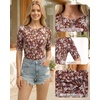 image:imageMANGOPOP Half Sleeve Tops for Women Crew Neck Slim Fitted Casual Going OutFloral Print