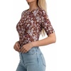 image:imageMANGOPOP Half Sleeve Tops for Women Crew Neck Slim Fitted Casual Going OutFloral Print