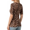 image:imageMANGOPOP Half Sleeve Tops for Women Crew Neck Slim Fitted Casual Going OutLeopard Print