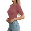 image:imageMANGOPOP Half Sleeve Tops for Women Crew Neck Slim Fitted Casual Going OutMarsala