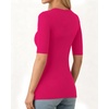 image:imageMANGOPOP Half Sleeve Tops for Women Crew Neck Slim Fitted Casual Going OutRose Pink
