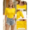 image:imageMANGOPOP Half Sleeve Tops for Women Crew Neck Slim Fitted Casual Going OutYellow