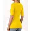 image:imageMANGOPOP Half Sleeve Tops for Women Crew Neck Slim Fitted Casual Going OutYellow