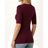 image:imageMANGOPOP Half Sleeve Tops for Women Crew Neck Slim Fitted Casual Going OutZblack White Burgundy
