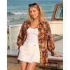 image:imageMANGOPOP Womens Floral Blouses Dressy Casual Button Down Shirts Fall TopsBrown Background Flower