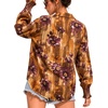image:imageMANGOPOP Womens Floral Blouses Dressy Casual Button Down Shirts Fall TopsBrown Background Flower