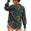 image:imageMANGOPOP Womens Floral Blouses Dressy Casual Button Down Shirts Fall TopsGreen Background Flower