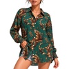 image:imageMANGOPOP Womens Floral Blouses Dressy Casual Button Down Shirts Fall TopsGreen Background Flower