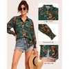 image:imageMANGOPOP Womens Floral Blouses Dressy Casual Button Down Shirts Fall TopsGreen Background Flower