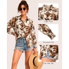 image:imageMANGOPOP Womens Floral Blouses Dressy Casual Button Down Shirts Fall TopsLight Apricot Background Flower
