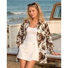 image:imageMANGOPOP Womens Floral Blouses Dressy Casual Button Down Shirts Fall TopsLight Apricot Background Flower