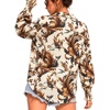 image:imageMANGOPOP Womens Floral Blouses Dressy Casual Button Down Shirts Fall TopsLight Apricot Background Flower