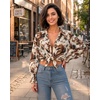 image:imageMANGOPOP Womens Floral Blouses Dressy Casual Button Down Shirts Fall TopsLight Apricot Background Flower