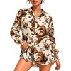 image:imageMANGOPOP Womens Floral Blouses Dressy Casual Button Down Shirts Fall TopsLight Apricot Background Flower