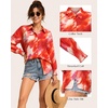 image:imageMANGOPOP Womens Floral Blouses Dressy Casual Button Down Shirts Fall TopsRed Background Flower