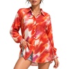 image:imageMANGOPOP Womens Floral Blouses Dressy Casual Button Down Shirts Fall TopsRed Background Flower