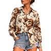 image:imageMANGOPOP Womens Floral Blouses Dressy Casual Button Down Shirts Fall TopsLight Apricot Background Flower