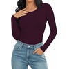 image:imageMANGOPOP Round Neck Bodysuits for Women Long Sleeve Short Sleeve Tops04 Long Sleeve Burgundy