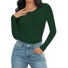 image:imageMANGOPOP Round Neck Bodysuits for Women Long Sleeve Short Sleeve Tops04 Long Sleeve Deep Green