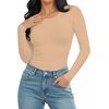 image:imageMANGOPOP Round Neck Bodysuits for Women Long Sleeve Short Sleeve Tops04 Long Sleeve Nude