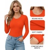 image:imageMANGOPOP Round Neck Bodysuits for Women Long Sleeve Short Sleeve Tops04 Long Sleeve Orange