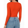 image:imageMANGOPOP Round Neck Bodysuits for Women Long Sleeve Short Sleeve Tops04 Long Sleeve Orange