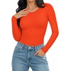 image:imageMANGOPOP Round Neck Bodysuits for Women Long Sleeve Short Sleeve Tops04 Long Sleeve Orange